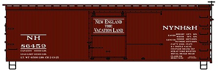 Accurail 36 Double Sheathed Wood Boxcar New Haven #86459 HO Scale Model Train Freight Car Kit #1703