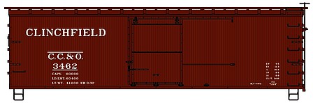 Accurail 36 Double Sheathed Wood Boxcar Clinchfield #3462 HO Scale Model Train Freight Car Kit #1708