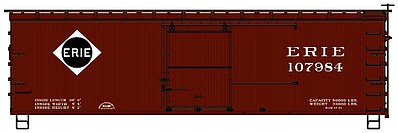 Accurail 36 Double Sheathed Wood Boxcar Erie #107984 HO Scale Model Train Freight Car Kit #1803