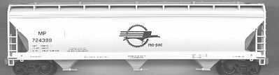 Accurail 47 3-Bay Center Flow Covered Hopper Missouri Pacific HO Scale Model Train Freight Car #2012