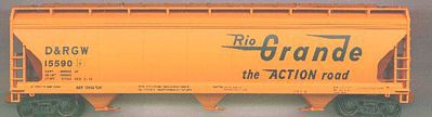 Accurail 47 3-Bay Covered Hopper Denver & Rio Grande Western HO Scale Model Train Freight Car #2034