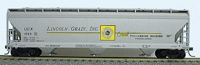 Accurail 47 3-Bay Center Flow Covered Hopper Kit Lincoln Grain HO Scale Model Train Freight Car #2064
