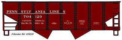 Accurail 55-Ton 2-Bay Coal Hopper 3-Pack Kit Pennsylvania Lines HO Scale Model Train Freight Car #24224