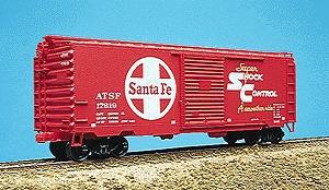 Accurail 40 PS-1 Steel Boxcar Kit (Plastic) Santa Fe (Scarlet) HO Scale Model Train Freight Car #3401
