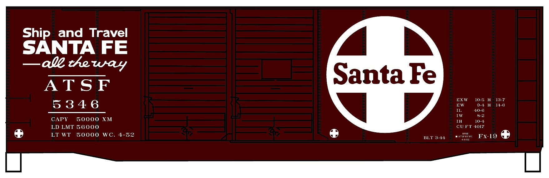 Santa Fe 40' DBL Plastic Kit Rd #5346 Accurail HO #3635 DR AAR Boxcar 