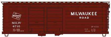 Accurail 40 Rib-Side Double Door Boxcar Kit Milwaukee Road 6735 HO Scale Model Train Freight Car #3983