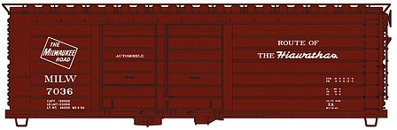 Accurail 40 Rib-Side Double Door Boxcar Kit Milwaukee Road 7036 HO Scale Model Train Freight Car #3985