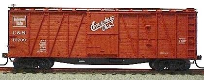 Accurail 40 Wood Outside-Braced Boxcar Kit C,B,&Q HO Scale Model Train Freight Car #4320