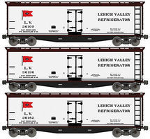 Accurail 40' Wood Reefer Lehigh Valley HO Scale Model Train Freight Car Set #48494