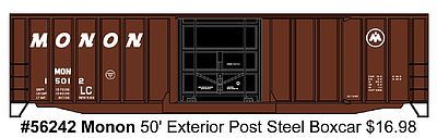 Accurail 50 Exterior-Post Plug-Door Boxcar - Kit Monon #15012 HO Scale Model Train Freight Car #56242