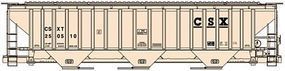 Accurail 3-Bay Covered Hopper 3-Pack Kit CSX (beige, black) HO Scale Model Train Freight Car #8051