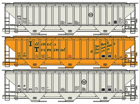 Accurail PS 4750 Covered Hopper kits 3 Cars C&EI/IT/MP HO Scale Model Train Freight Car #8099