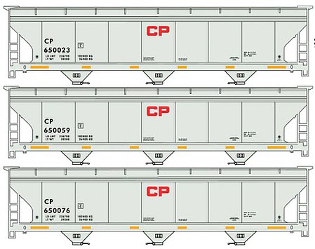 Accurail ACF 3-Bay Covered Hopper kits 3 pack Canadian Pacific HO Scale Model Train Freight Car #8126