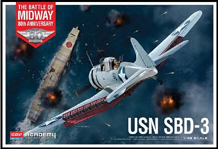 Academy USN SBD-3 Battle of Midway Plastic Model Military Aircraft Kit 1/48 Scale #12345