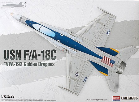 Academy USN F/A-18C VFA-192 Golden Dragons Plastic Model Airplane Kit 1/72 Scale #12564