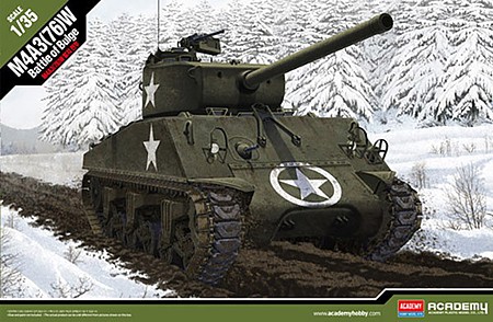 Academy M4A3 (76)W Battle of the Bulge Plastic Model Military Vehicle Kit 1/35 Scale #13500