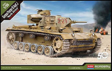 Academy German Panzer III Ausf J Tank North Africa Plastic Model Tank Kit 1/35 Scale #13531