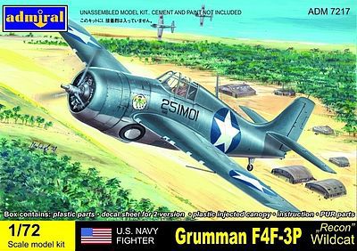Admiral F4F3P Recon Wildcat USN Fighter Plastic Model Airplane Kit 1/72 Scale #7217
