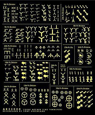Archer German Heere Division Markings (Yellow) Plastic Model Vehicle Decal 1/35 Scale #35080y