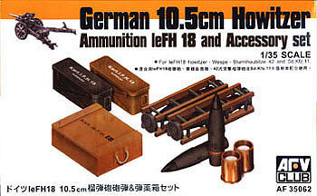 AFVClub German 10.5cm Howitzer Ammo & Accessory Set Plastic Model Military Weapons 1/35 #35062