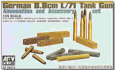 AFVClub German 8.8cm L/71 Tank Gun Ammo/Accessory Set Plastic Model Military Weapons 1/35 #35072