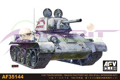 AFVClub T34/76 Mod 1942/43 No.183 Full Interior Tank Plastic Model Tank Kit 1/35 Scale #35144