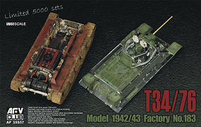 AFVClub T34/76 Mod 1942/43 No.183 Tank w/Clear Turret Plastic Model Tank Kit 1/35 Scale #35s57