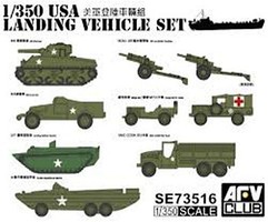AFVClub WWII US Landing Vehicle Set (9) Plastic Model Military Vehicle Kit 1/350 Scale #73516