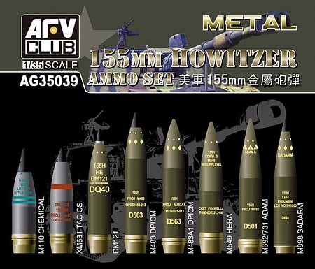 AFVClub NATO 155mm Howitzer Brass Ammo Plastic Model Vehicle Accessory Kit 1/35 Scale #ag35039