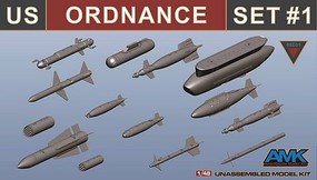 AMK US Ordnance Weapons Set for F14D Plastic Model Aircraft Accessory Kit 1/48 Scale #88e01