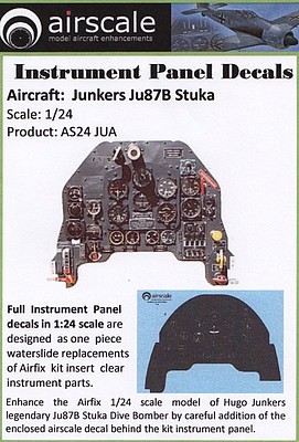 Airscale Junkers Ju87 Stuka Instrument Panel Plastic Model Aircraft Decal 1/24 Scale #2407