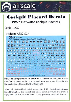Airscale Luftwaffe Cockpit Placards/Dataplates (Decal) Plastic Model Aircraft Acc Kit 1/32 #3205