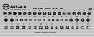 Airscale WWII US Navy Instrument Dials (Decal) Plastic Model Aircraft Accessory Kit 1/32 Scale #3208