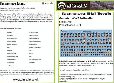 Airscale WWII Luftwaffe Instrument Dials (Decal) Plastic Model Aircraft Acc. Kit 1/48 Scale #4802