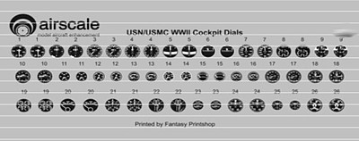 Airscale WWII US Navy Instrument Dials (Decal) Plastic Model Aircraft Accessory Kit 1/48 Scale #4808