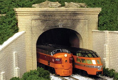 AIM Double-Track Tunnel Portal (Cut Stone) HO Scale Model Railroad Scenery #111