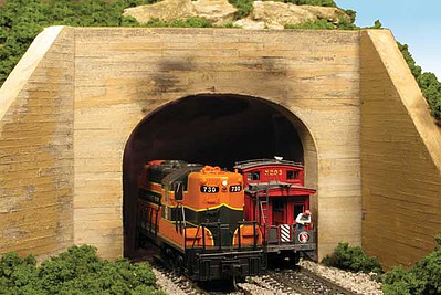 AIM Double-Track Tunnel Portal Poured Concrete Board Formed HO Scale Model Railroad Scenery #129