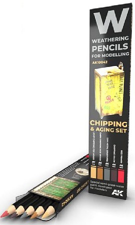 AK Weathering Pencils Chipping & Aging Set (5 Colors) Hobby and Model Paint Marker Set #10042