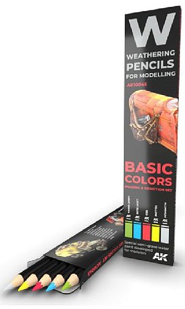 AK Weathering Pencils Basic Colors Shading & Demotion Set Hobby and Model Paint Marker Set #10045