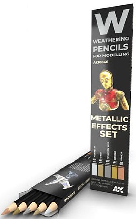AK Weathering Pencils Metallic Effects Set Hobby and Model Paint Marker Set #10046