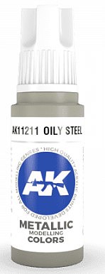 AK Oily Steel Paint 17ml Bottle Hobby and Model Acrylic Paint #11211