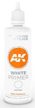 AK White Primer 100ml Bottle Hobby and Model Acrylic Paint #11240