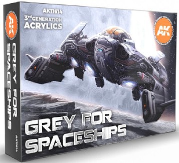 AK Grey for Spaceships Acrylic (6 Colors) 17ml Bottles Hobby and Model Paint Set #11614