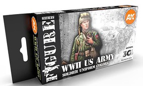 AK WWII US Uniforms Acrylic Paint Set (6 Colors) Hobby and Model Acrylic Paint #11634