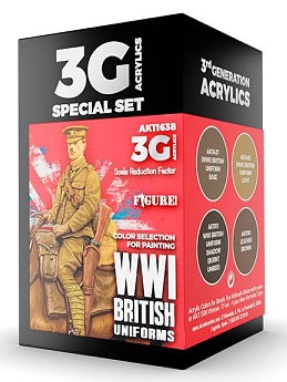 AK WWI British Uniforms Acrylic (4 Colors) 17ml Bottles Hobby and Model Paint Set #11638