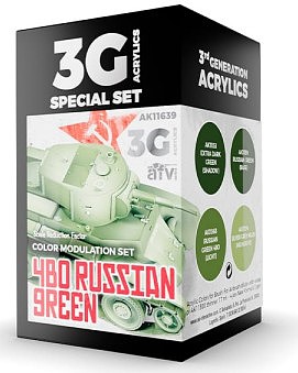 AK Russian Green 4BO Acrylic Paint Set (4 Colors) 17ml Hobby and Model Acrylic Paint #11639