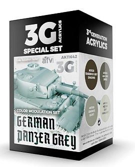 AK German Panzer Grey Acrylic Paint Set (4 Colors) 17ml Hobby and Model Acrylic Paint #11642