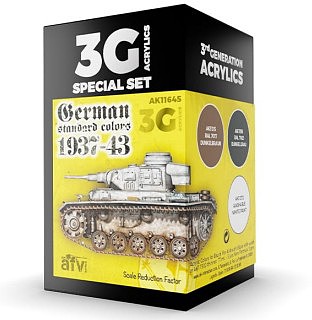 AK German Standard 1937-43 Acrylic Paint Set (3 Colors) 17ml Hobby and Model Acrylic Paint #11645