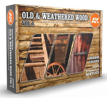 AK Old & Weathered Wood Vol.1 Acrylic (6 Colors) 17ml Bottles Hobby and Model Paint Set #11673