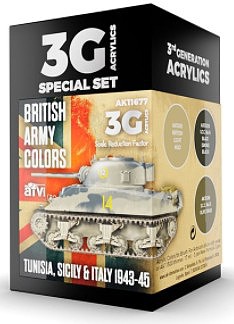 AK British Army 1943-45 Acrylic Paint Set (3 Colors) 17ml Hobby and Model Paint Set #11677